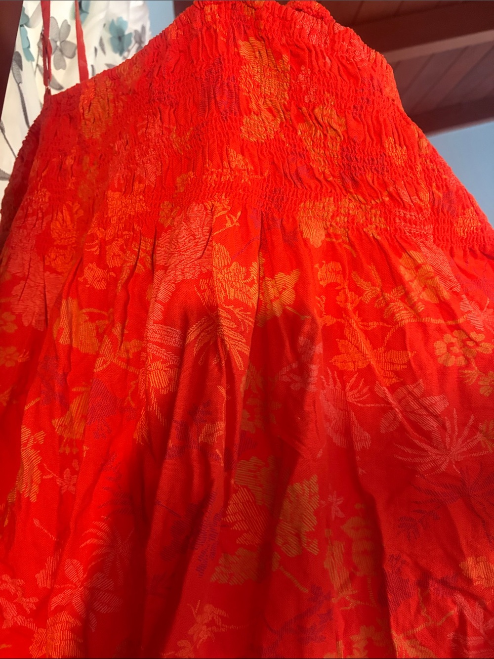 Universal Thread Orange Floral Smocked Sundress - Picture 6 of 6
